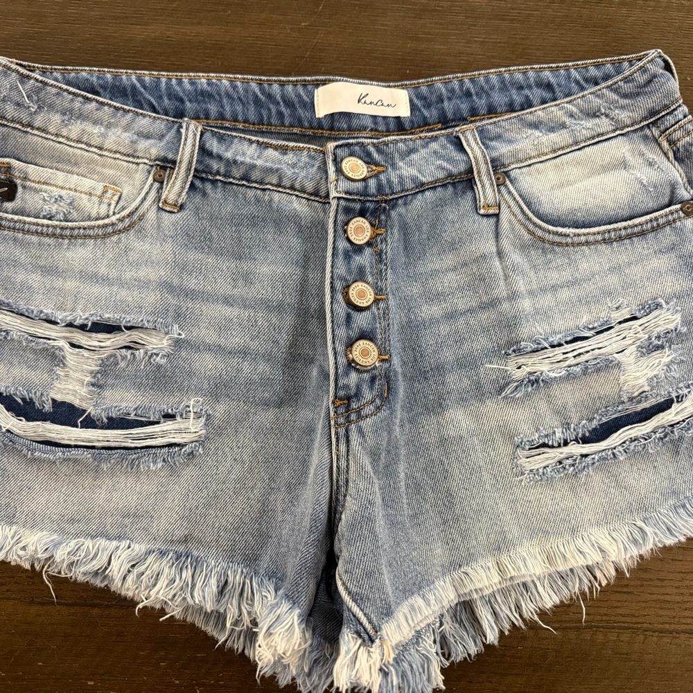 KanCan Light Blue Distressed Jean Shorts